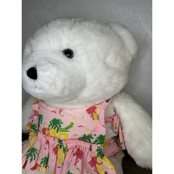 Vintage Sandy Shore JR Burdines Bear White Pink Flamingo Outfit Plush Stuffed - Picture 3 of 5